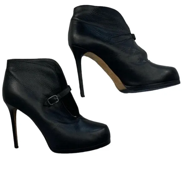 Theory Black Leather Ankle Boots
