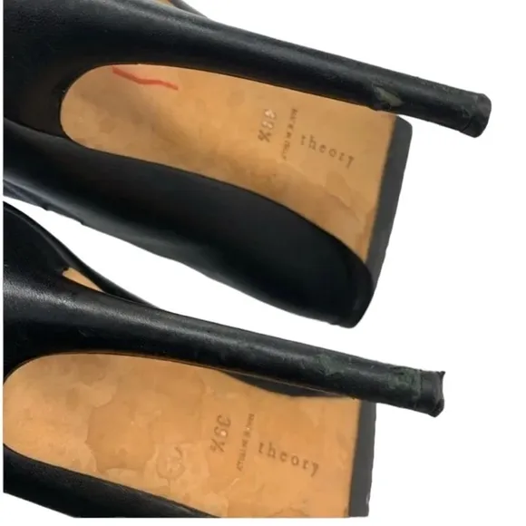 Theory Black Leather Ankle Boots