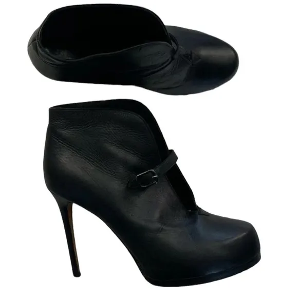 Theory Black Leather Ankle Boots