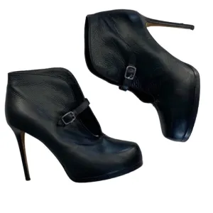 Theory Black Leather Ankle Boots