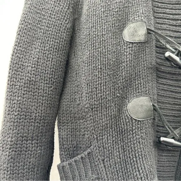 Theory Wool Cashmere Rabbit Fur Black Knit Toggle Front Sweater‎ Cardigan Sz XS