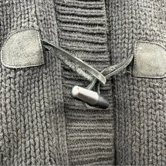 Theory Wool Cashmere Rabbit Fur Black Knit Toggle Front Sweater‎ Cardigan Sz XS