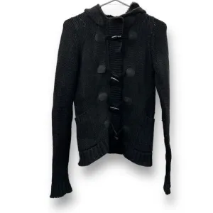 Theory Wool Cashmere Rabbit Fur Black Knit Toggle Front Sweater‎ Cardigan Sz XS
