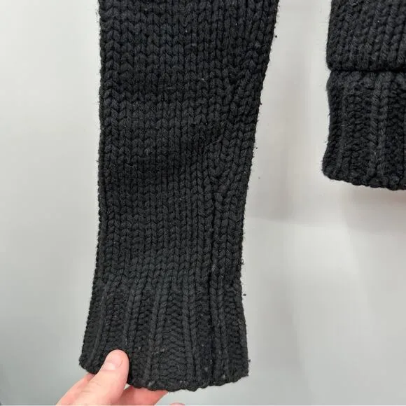 Theory Wool Cashmere Rabbit Fur Black Knit Toggle Front Sweater‎ Cardigan Sz XS