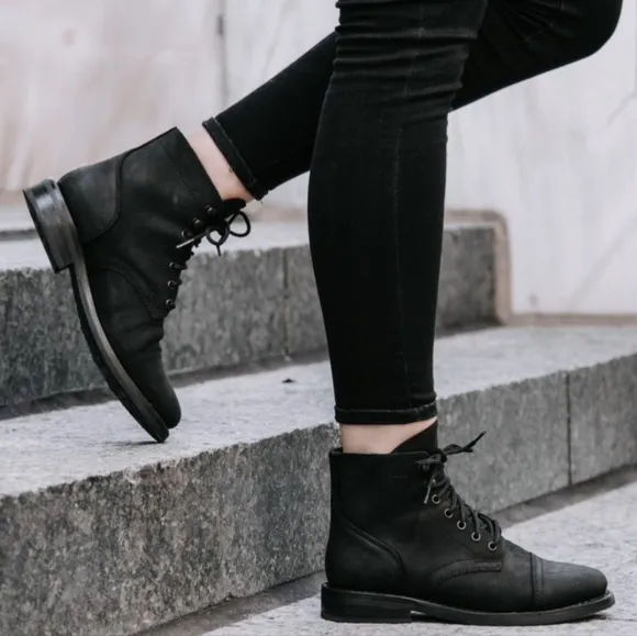 thursday captain black matte leather 90s y2k boho indie cottage goth ankle boot