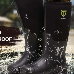 TIDEWE Rubber Boots for Men Waterproof Rain Boots Steel Shank Size 10,Black,NWOT