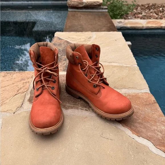 Timberland 6” boots Rare Color Sweet Potatoe orange Sz 8 Men