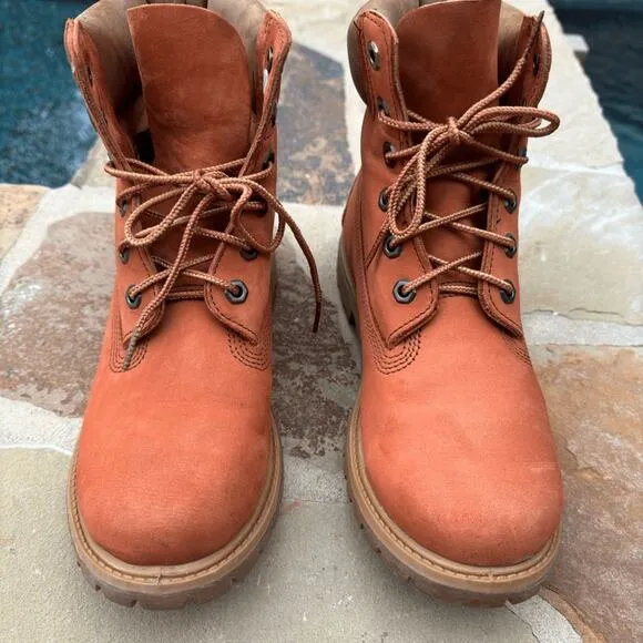 Timberland 6” boots Rare Color Sweet Potatoe orange Sz 8 Men