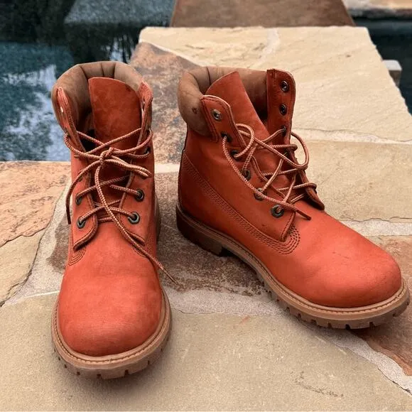 Timberland 6” boots Rare Color Sweet Potatoe orange Sz 8 Men