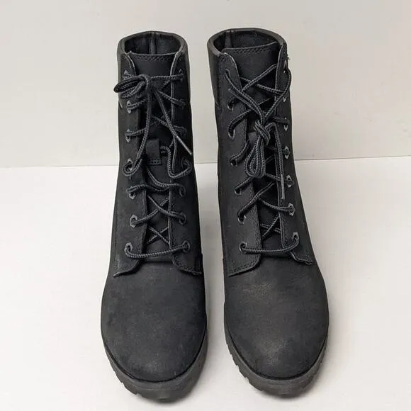 Timberland Allington Heeled Ankle Boots, Black Nubuck Leather, Women's 7.5 M