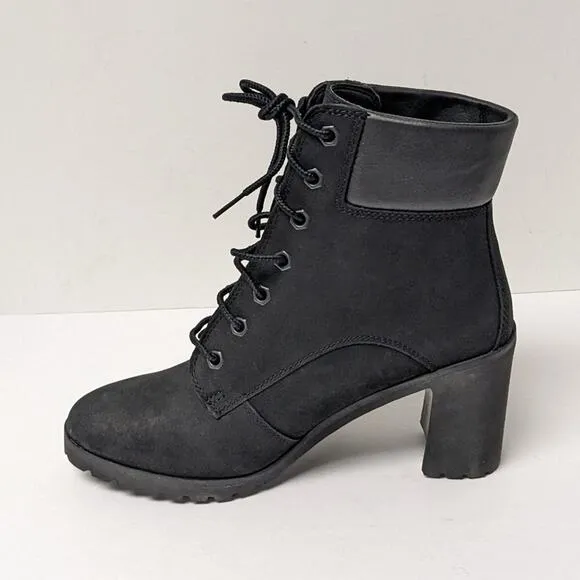 Timberland Allington Heeled Ankle Boots, Black Nubuck Leather, Women's 7.5 M