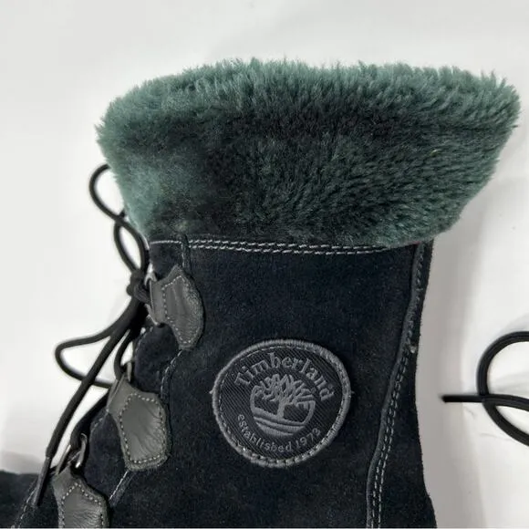Timberland Black Suede Mukluk Winter Lace Up Boots Women’s 11 / 11.5