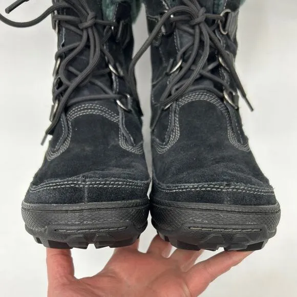 Timberland Black Suede Mukluk Winter Lace Up Boots Women’s 11 / 11.5