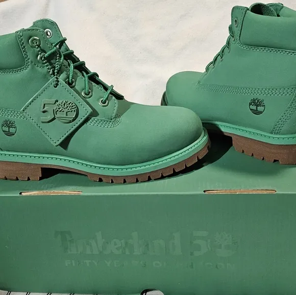 Timberland Boots Premium 6&quot; Waterproof Insulated Med Green Nubuck Kid's Size 3