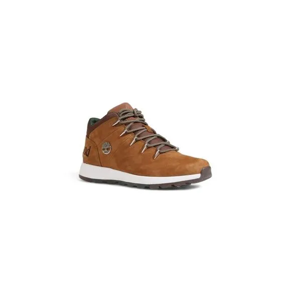 Timberland Brown Leather Sneakers with Rubber Sole and Laces Men