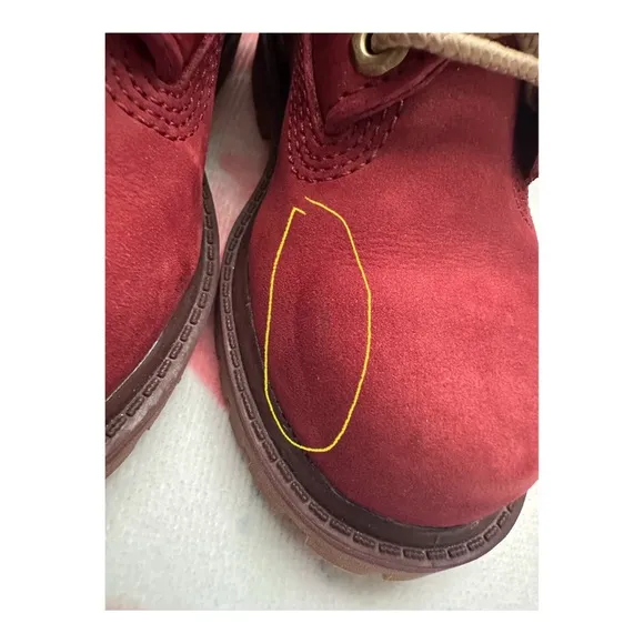 Timberland Chukka Ankle Boots Burgundy Leather Faux Fur Girls Size 8