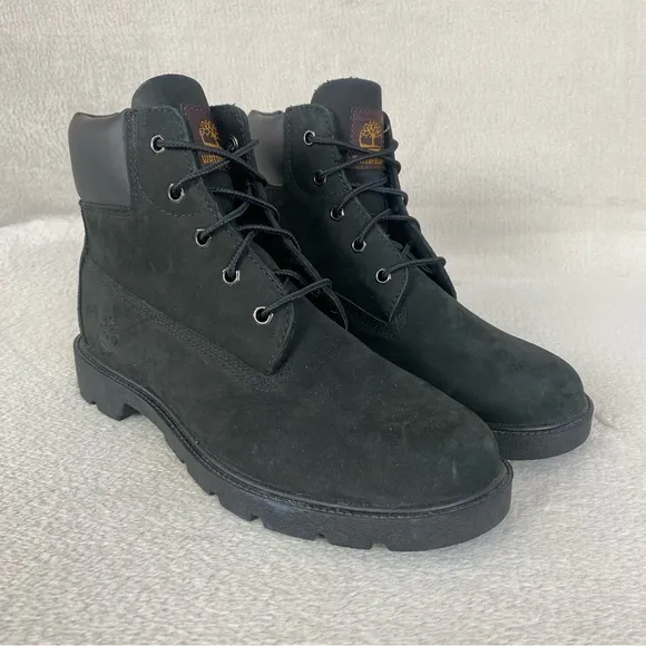 Timberland Classic 6-inch Boots Kids 6.5 Women 8.5 Black Nubuck Waterproof NEW