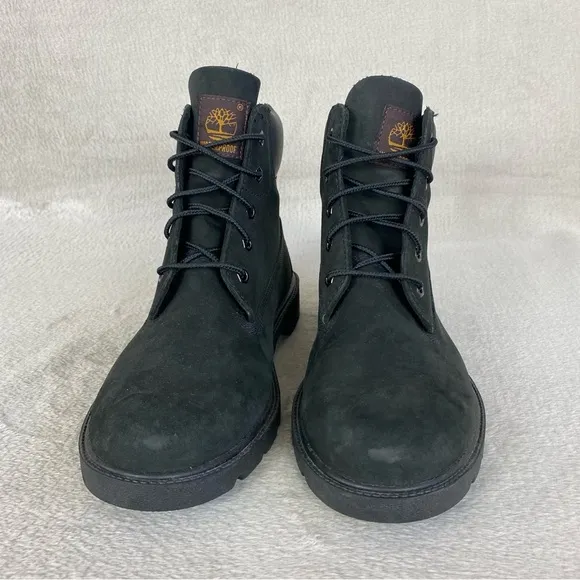 Timberland Classic 6-inch Boots Kids 6.5 Women 8.5 Black Nubuck Waterproof NEW