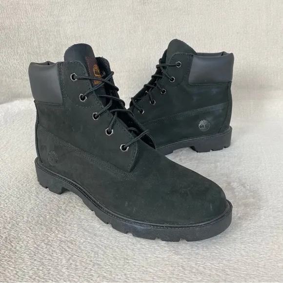 Timberland Classic 6-inch Boots Kids 6.5 Women 8.5 Black Nubuck Waterproof NEW
