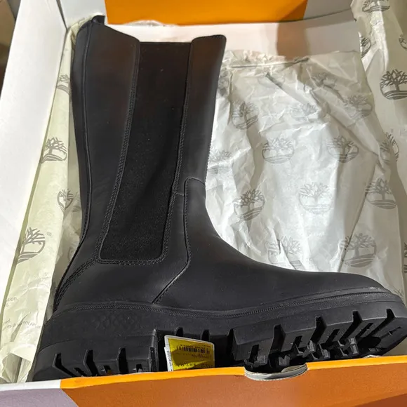 Timberland Cortina Valley Tall Leather Black Women Boots Sz. 7 NEW