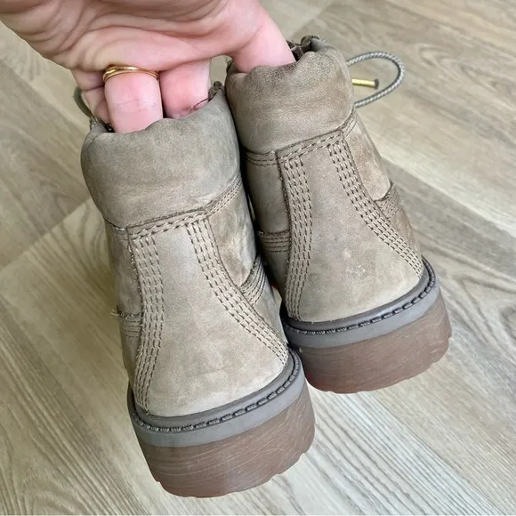 Timberland Dark Beige Nubuck Leather Boots | Waterproof | Unisex Junior Kids