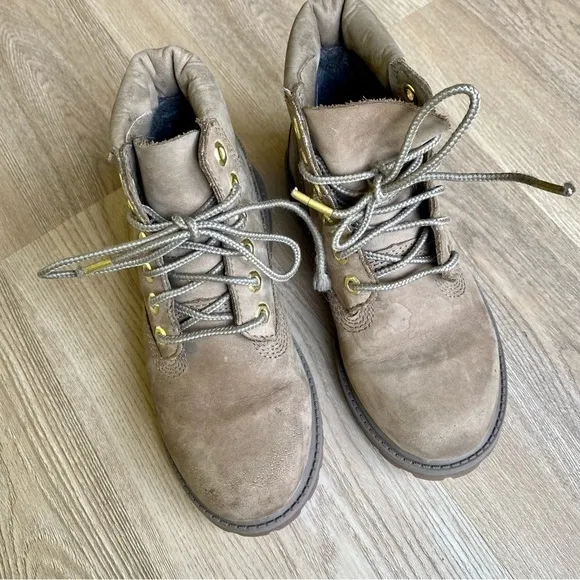 Timberland Dark Beige Nubuck Leather Boots | Waterproof | Unisex Junior Kids