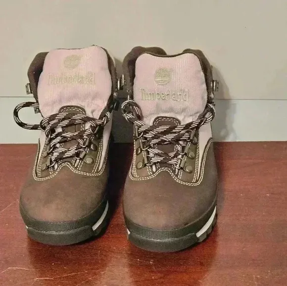 TIMBERLAND Euro Hiker Womens Brown Leather/Suede &amp; Pink Boots