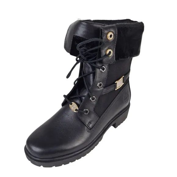 Timberland Lady Premium Fold 8 IN Winter Black Womens Boots Leather SZ 5.5