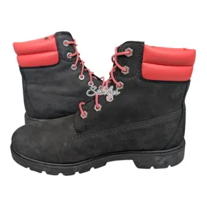 Timberland Linden Woods 6&quot; Inch Waterproof Black Pink Nubuck Leather Boot 8.5