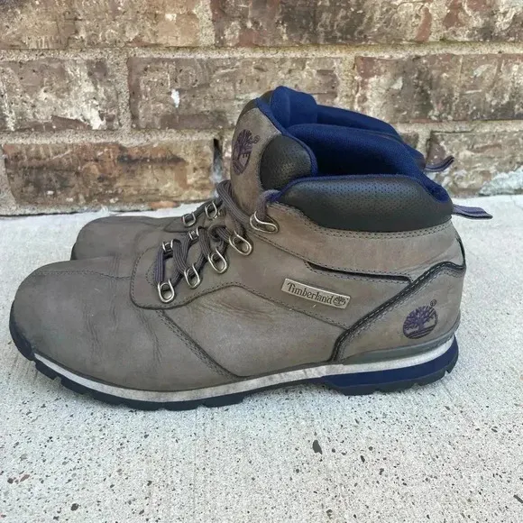 Timberland Nubuck Leather Splitrock Boots Men US 9.5 Gray Lace Up Ankle Walking