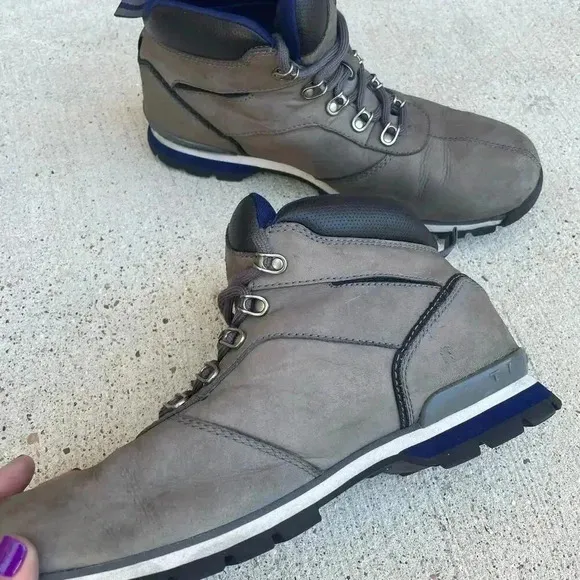 Timberland Nubuck Leather Splitrock Boots Men US 9.5 Gray Lace Up Ankle Walking