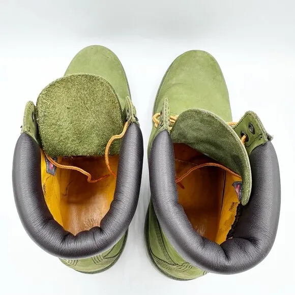 Timberland Premium 6 in Men's Boots 12 Olive Green Nubuck Waterproof Insulated