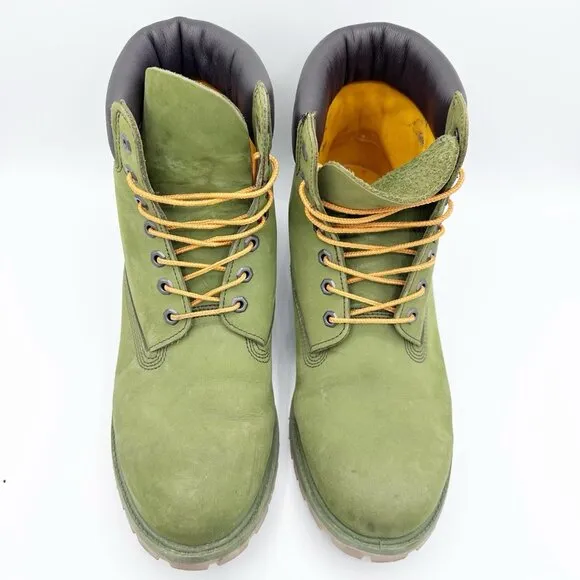 Timberland Premium 6 in Men's Boots 12 Olive Green Nubuck Waterproof Insulated