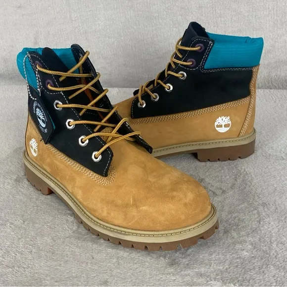 Timberland Premium 6-inch Boots Kids 7 Women 9 Wheat Brown Nubuck Waterproof NEW