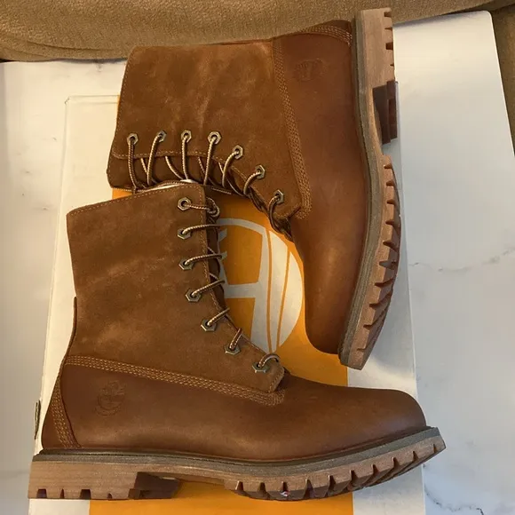 Timberland Premium 6” Waterproof DK Brown Nubuck Boots Size 8 NIB