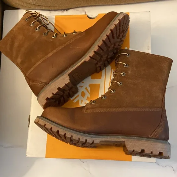 Timberland Premium 6” Waterproof DK Brown Nubuck Boots Size 8 NIB
