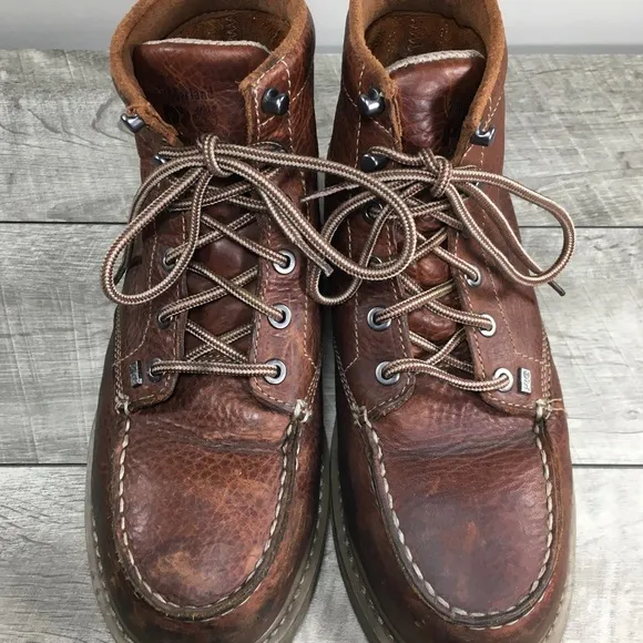 Timberland Pro 88559 Men Barstow Wedge Alloy Toe Work Brown Leather Boots Size 8