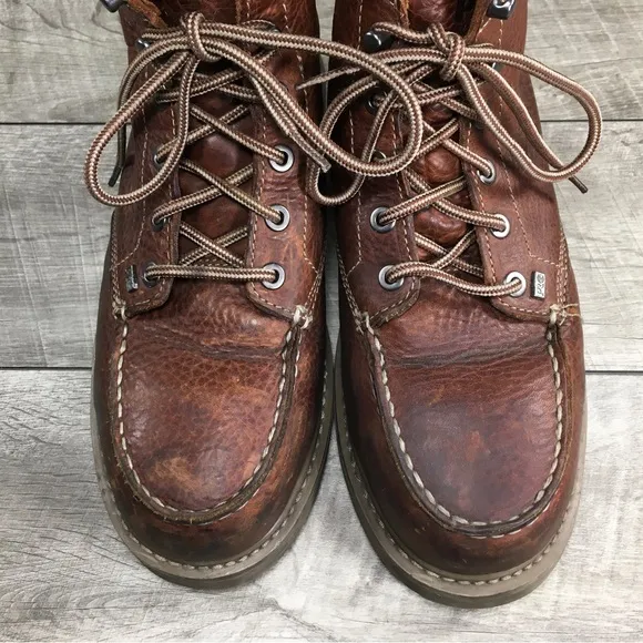 Timberland Pro 88559 Men Barstow Wedge Alloy Toe Work Brown Leather Boots Size 8