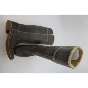 Timberland Shoreham Fold Down Boots Genuine Leather Slate Grey 7 Women’s