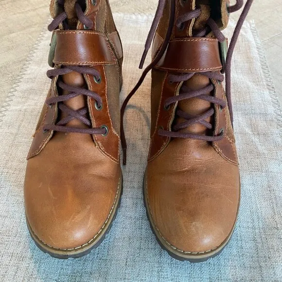 Timberland | Women Brown Buckle Harness Lace Up Bethel Moto Boots Size 6.5