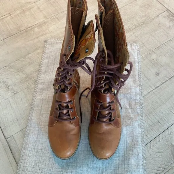 Timberland | Women Brown Buckle Harness Lace Up Bethel Moto Boots Size 6.5