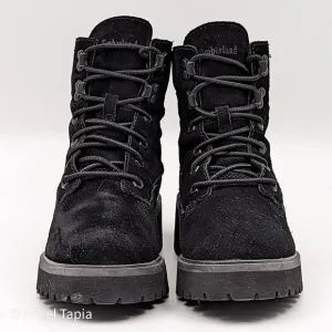 Timberland Women Carnaby Cool Black Suede Stomper Lace Combat Boots Size 7.5