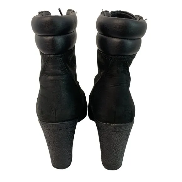 Timberland Women Defender Ortholite Black Lace-Up Boots Size 8.5 7317 3.5&quot; heel