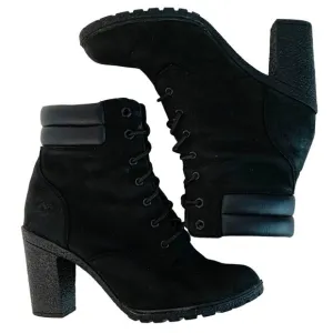 Timberland Women Defender Ortholite Black Lace-Up Boots Size 8.5 7317 3.5&quot; heel