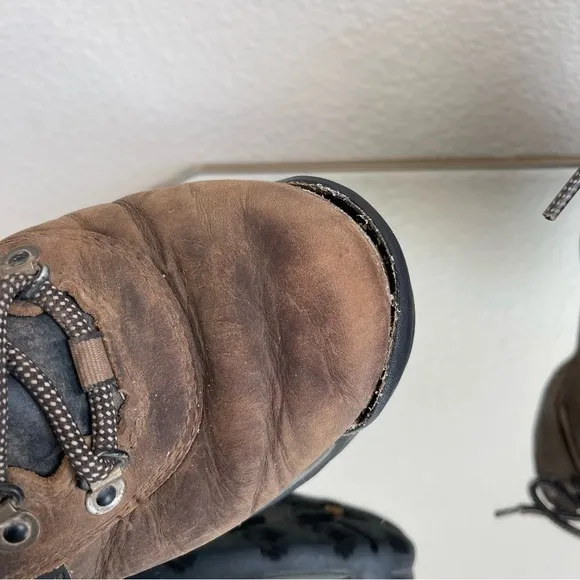 TIMBERLAND Womens Brown Leather White Ledge Waterproof Mid Outdoor Hiker Boots