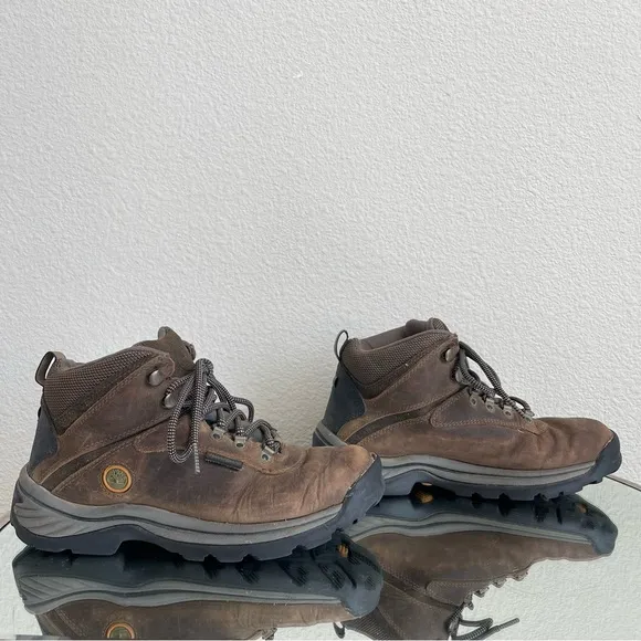 TIMBERLAND Womens Brown Leather White Ledge Waterproof Mid Outdoor Hiker Boots