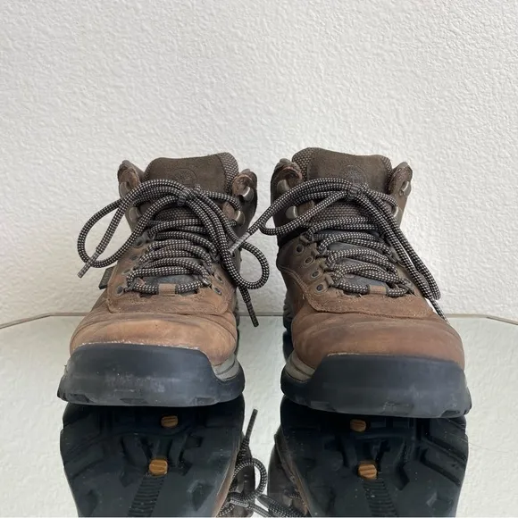 TIMBERLAND Womens Brown Leather White Ledge Waterproof Mid Outdoor Hiker Boots