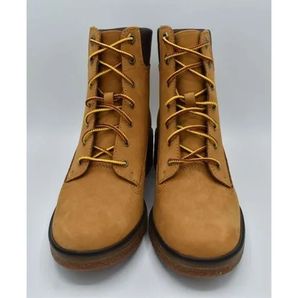 Timberland Womens Size 8 Brinda 6in Wheat Nubuck Lace Up Heel Boots Shoes