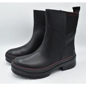 Timberland Womens Size 8 Malynn Mid Black Full Grain Leather Side Zip Boots