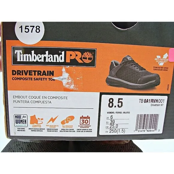 Timberland Work Shoes Women 8.5 PRO Anti-Fatigue Drivetrain Composite Toe Black